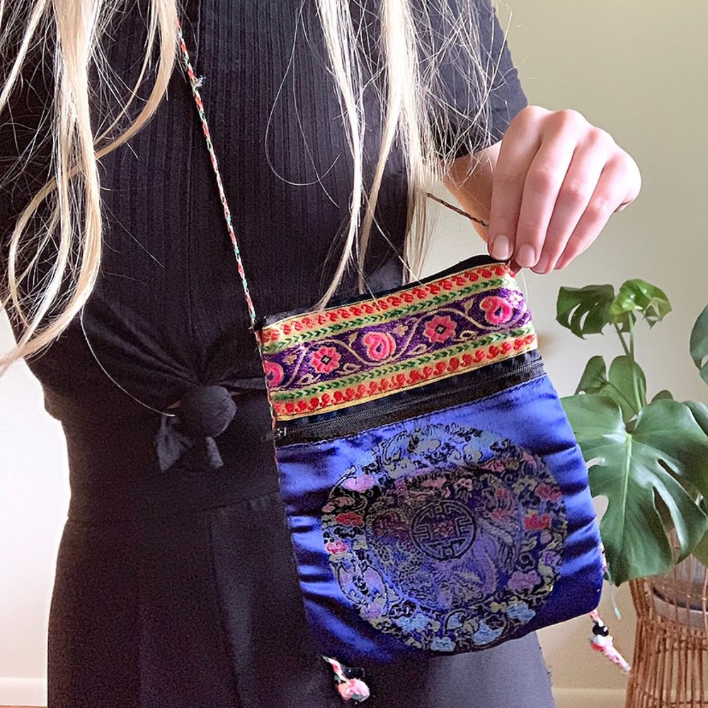 Vintage Satin Patchwork Satchel